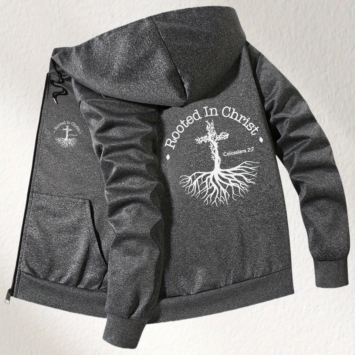 Divine Power Rooted In Christ Slim Fit Hooded Jacket Men