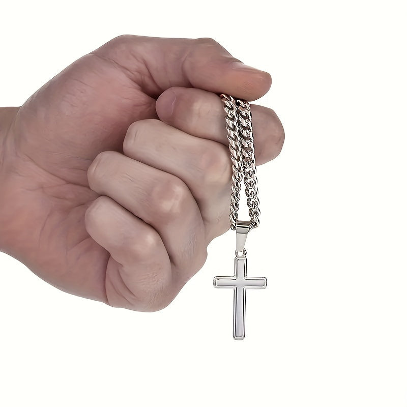 To My Husband Cuban Chain Cross Pendant Necklace
