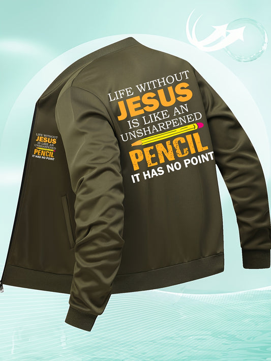 Mens Casual Bomber Jacket Zip Up Baseball Collar Zippered