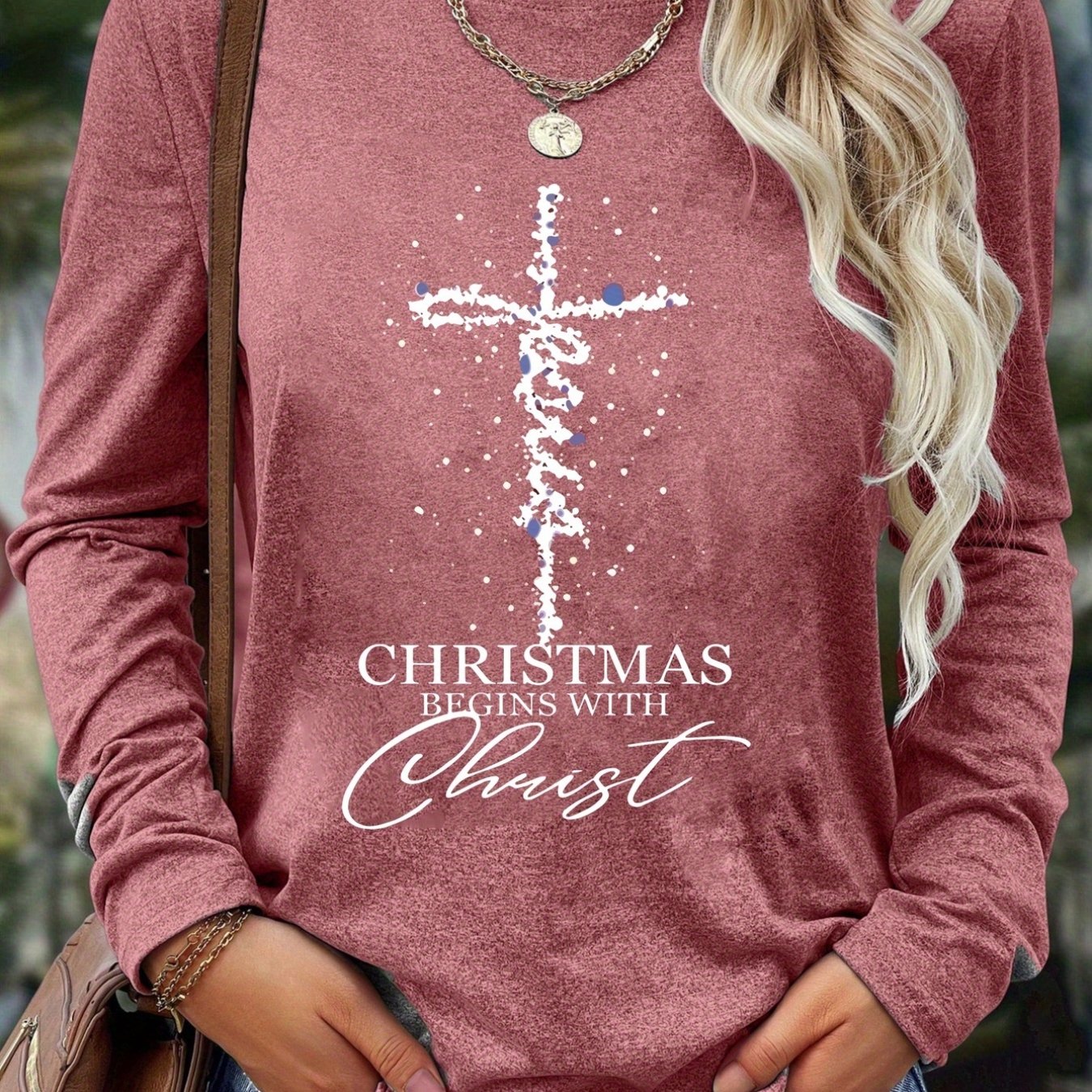 Christmas Begins With Christ Christian T Shirt Cross