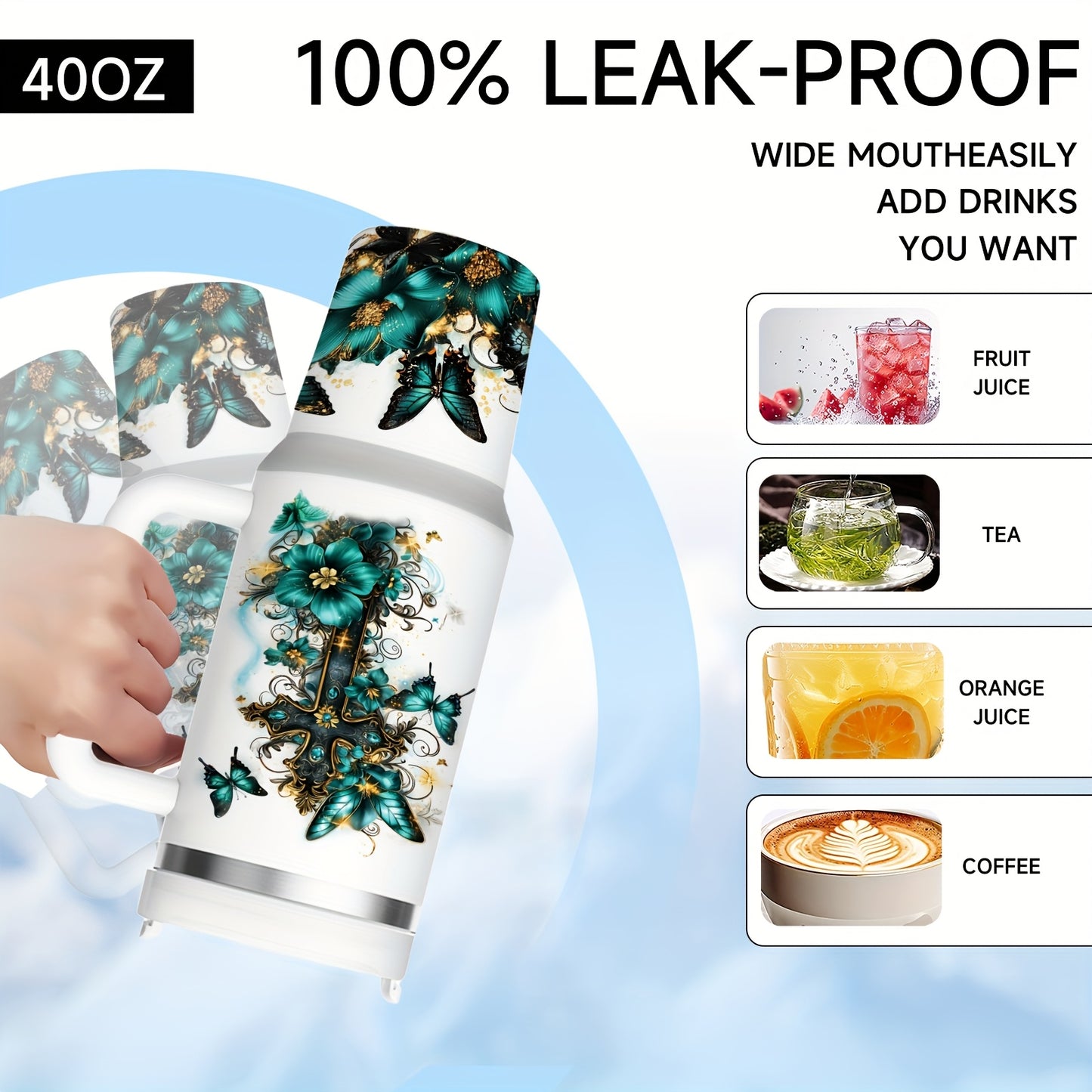 Mikenda Faith Stainless Steel Tumbler With Handle Lid