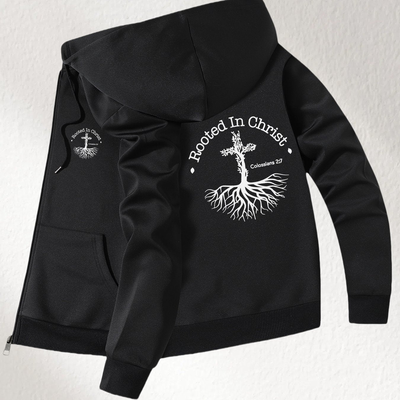 Divine Power Rooted In Christ Slim Fit Hooded Jacket Men