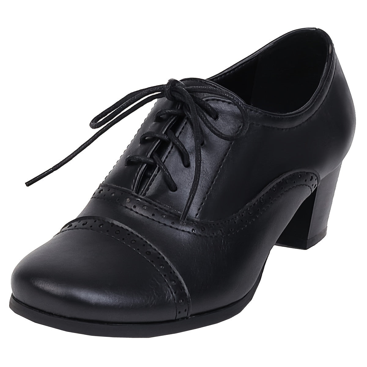Vintage Oxford Lace Up Chunky Heel Brogues For Women