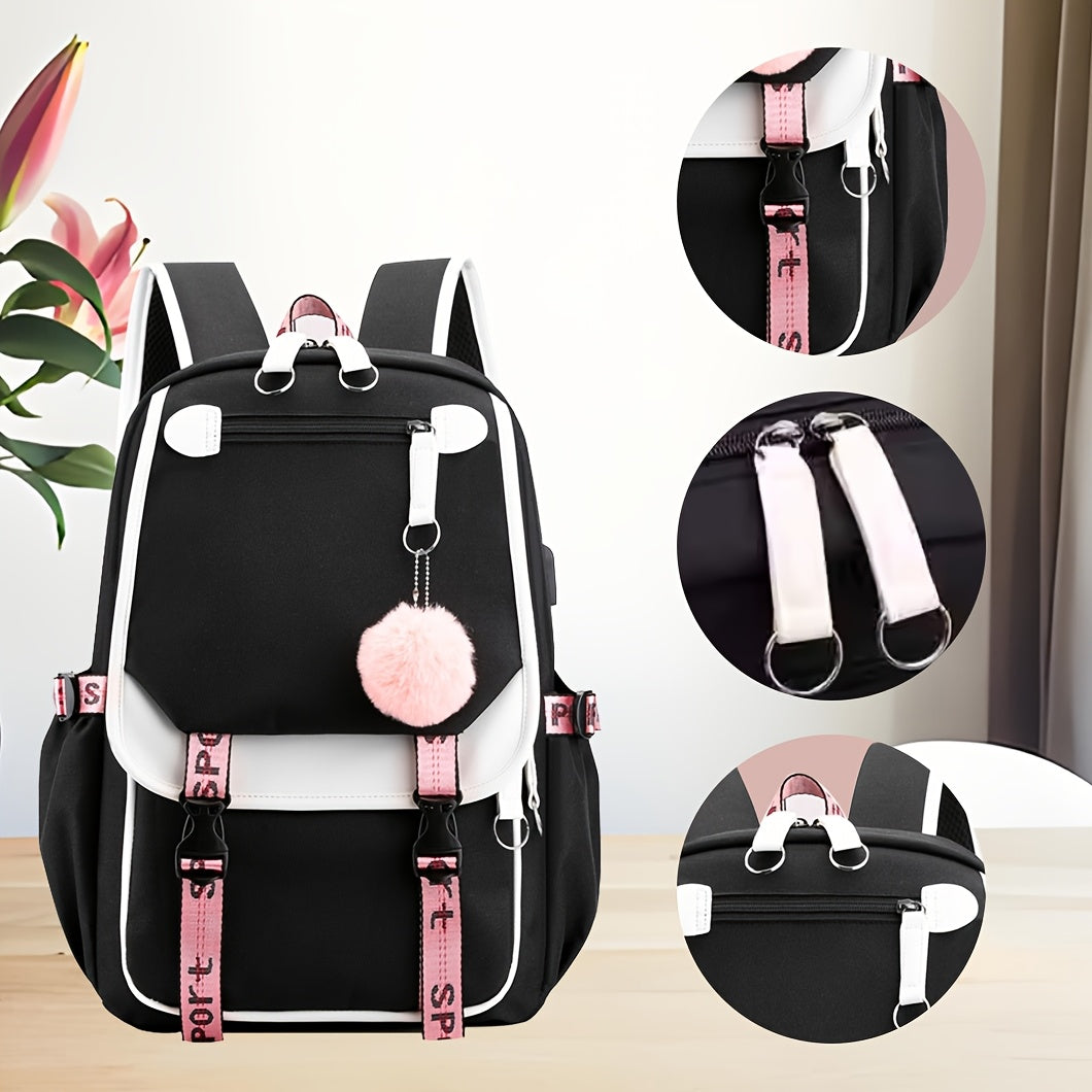 Teen Girls Laptop Backpack Durable Polyester School Bag