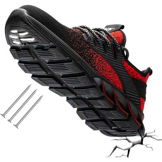 Steel Toe Cap Protection Sneakers for Men and Women Lightweight Breathable Work Shoes Indestructible Steel Toe Black Fabric Upper EVA Cushioning Rubber Sole Spring Safety Comfort Work Safety Footwear