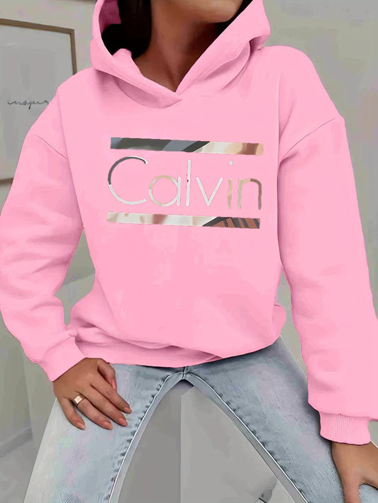 Calvin Womens Graphic Hoodie Casual Sweatshirt Long Sleeve