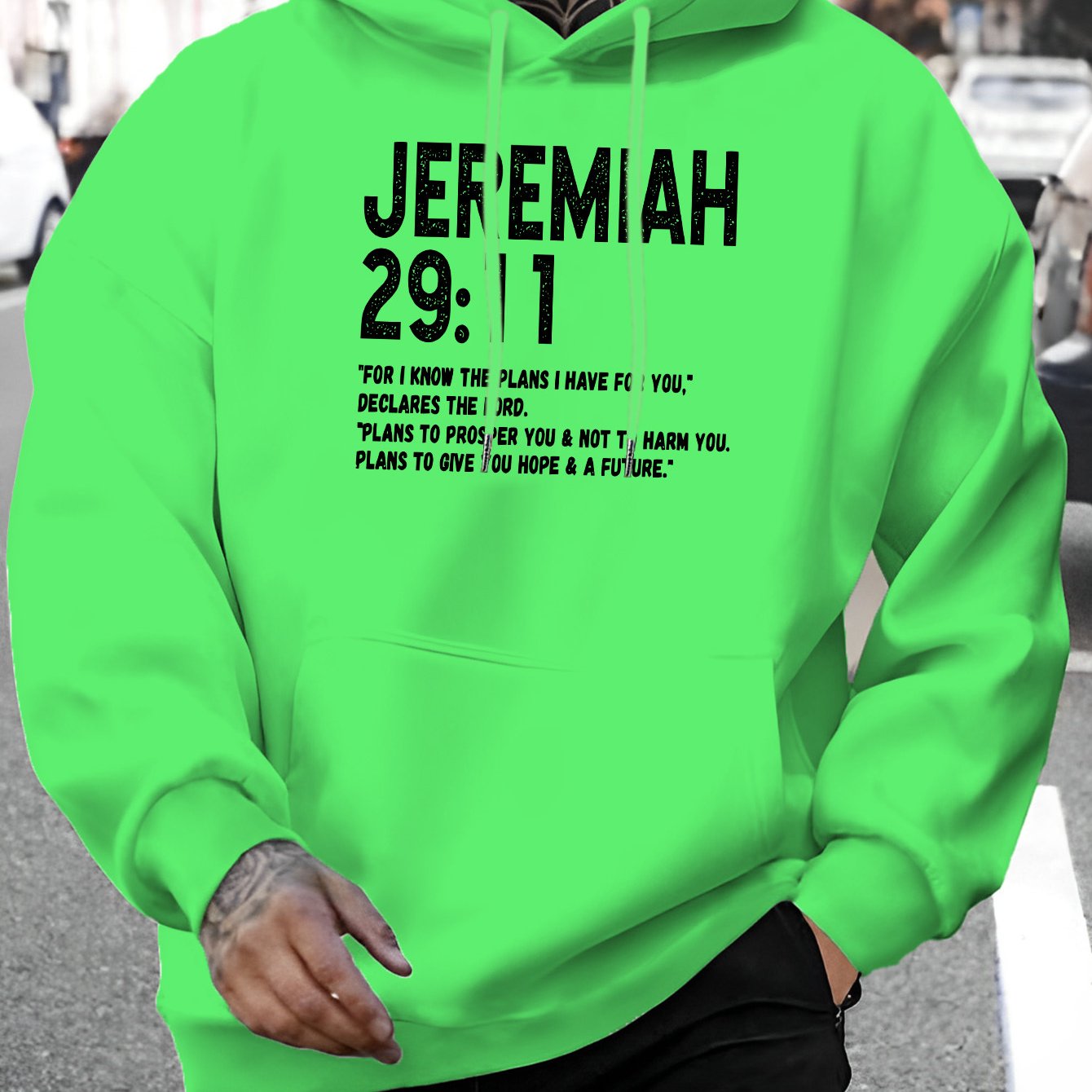 In His Divine Power Jeremiah 29 11 Hoodie Mens Polyester