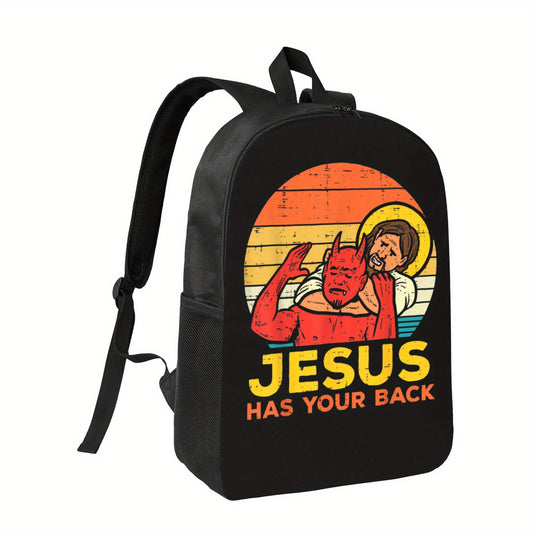 Lightweight Casual Backpack With Jesus Has Your Back Print