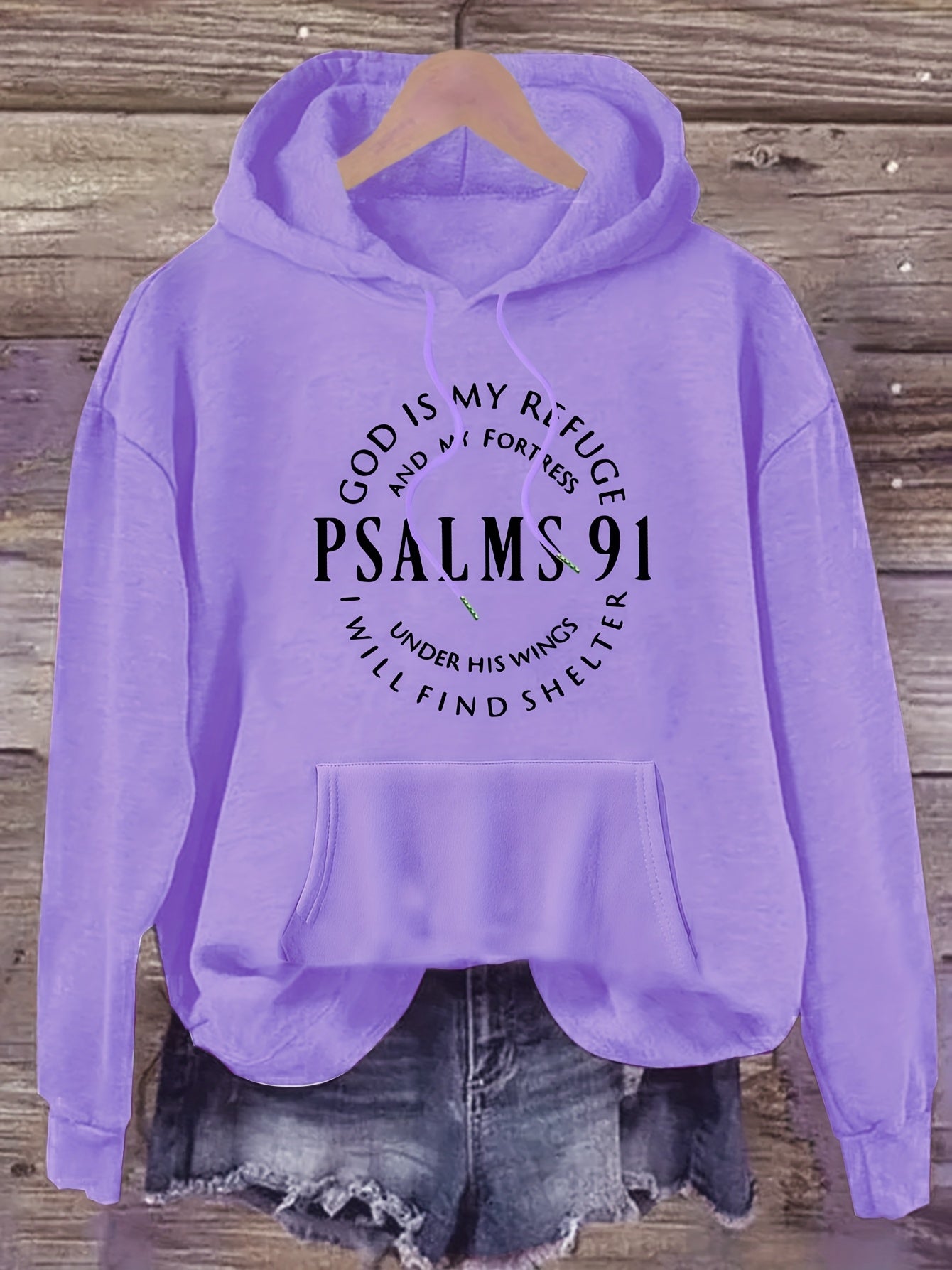 Stylish Psalm Womens Graphic Hoodie Soft Polyester Pullover
