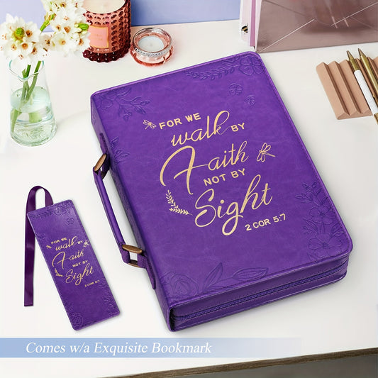 Extra Large Purple Bible Cover with Golden Floral Design for Enhanced Protection and Elegance