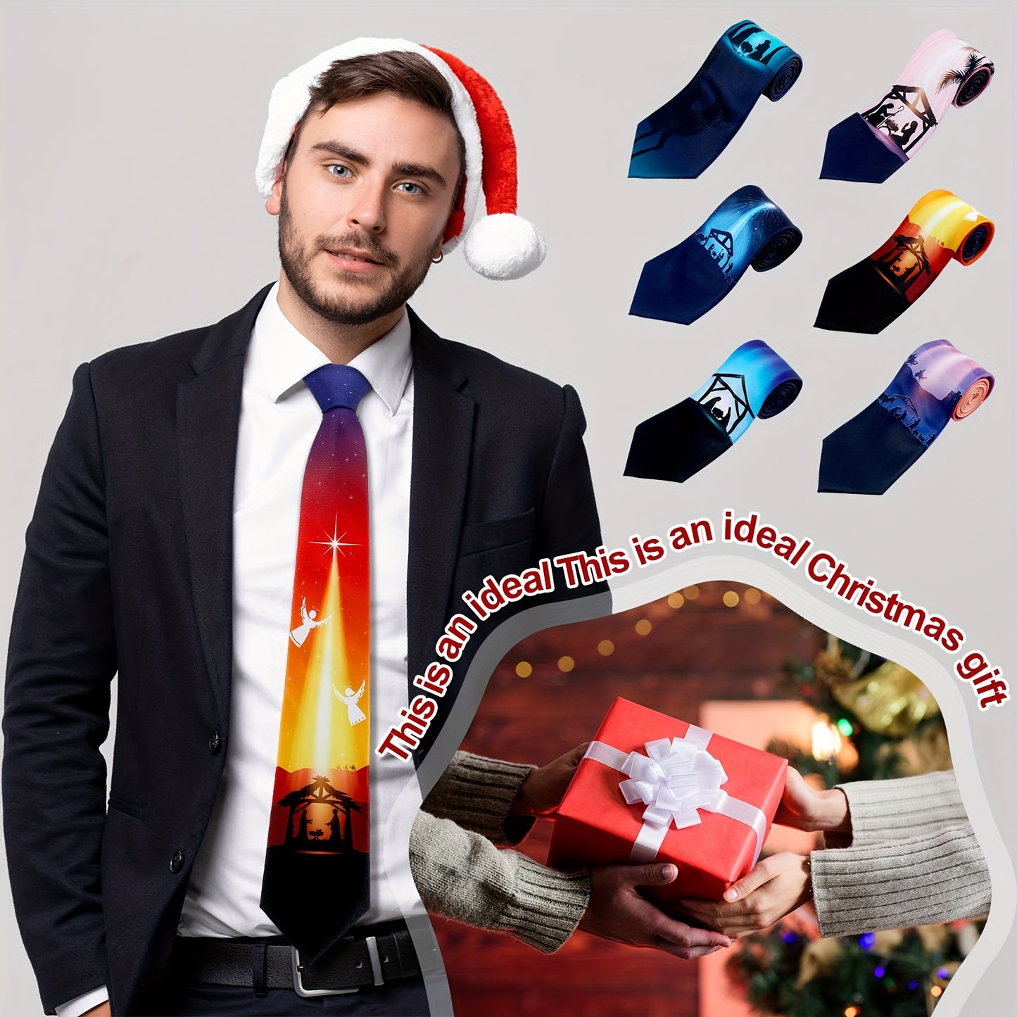 PATELAI Nativity Christmas Neckties For Men 6pc Bulk Pack