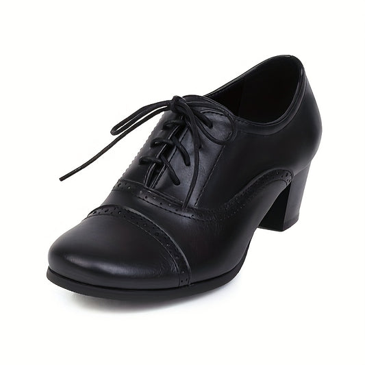 Womens Chunky Lace Up Vintage Oxfords Dress Pumps