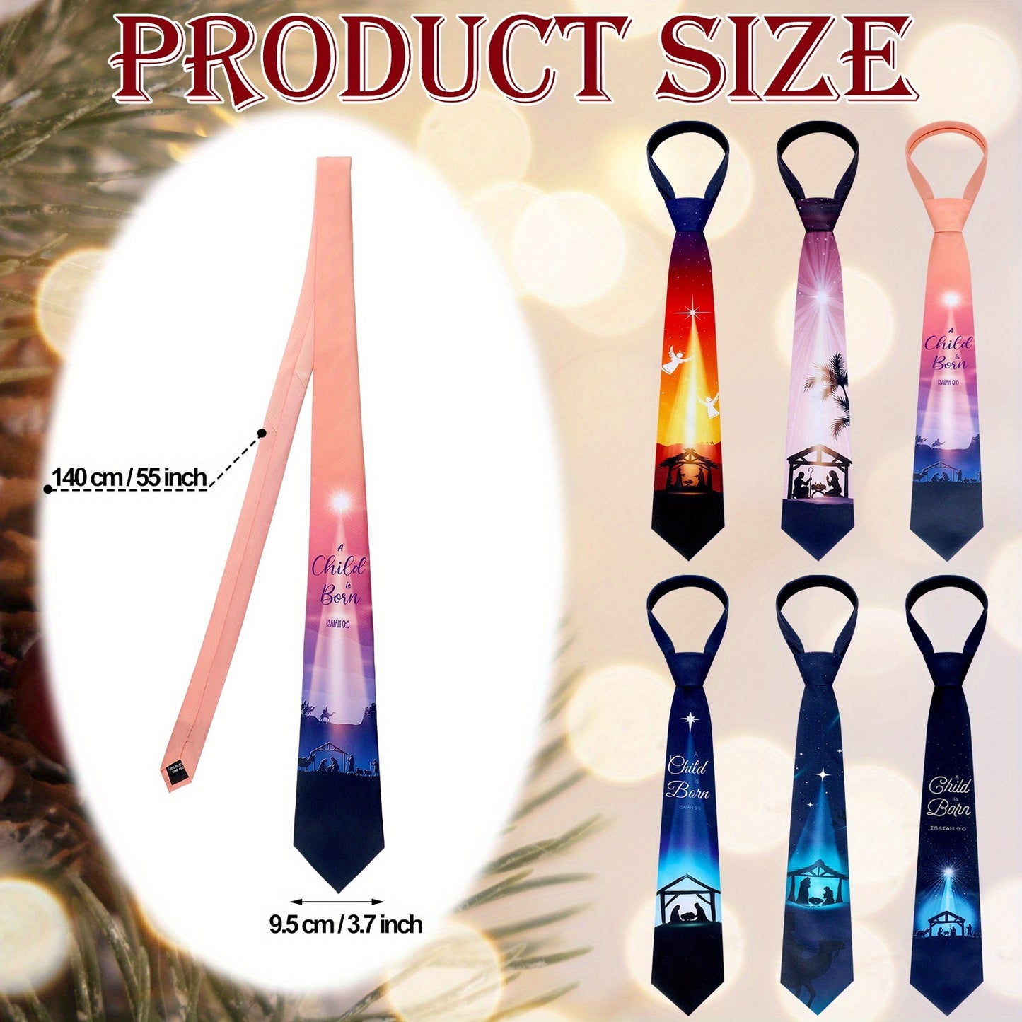 PATELAI Nativity Christmas Neckties For Men 6pc Bulk Pack