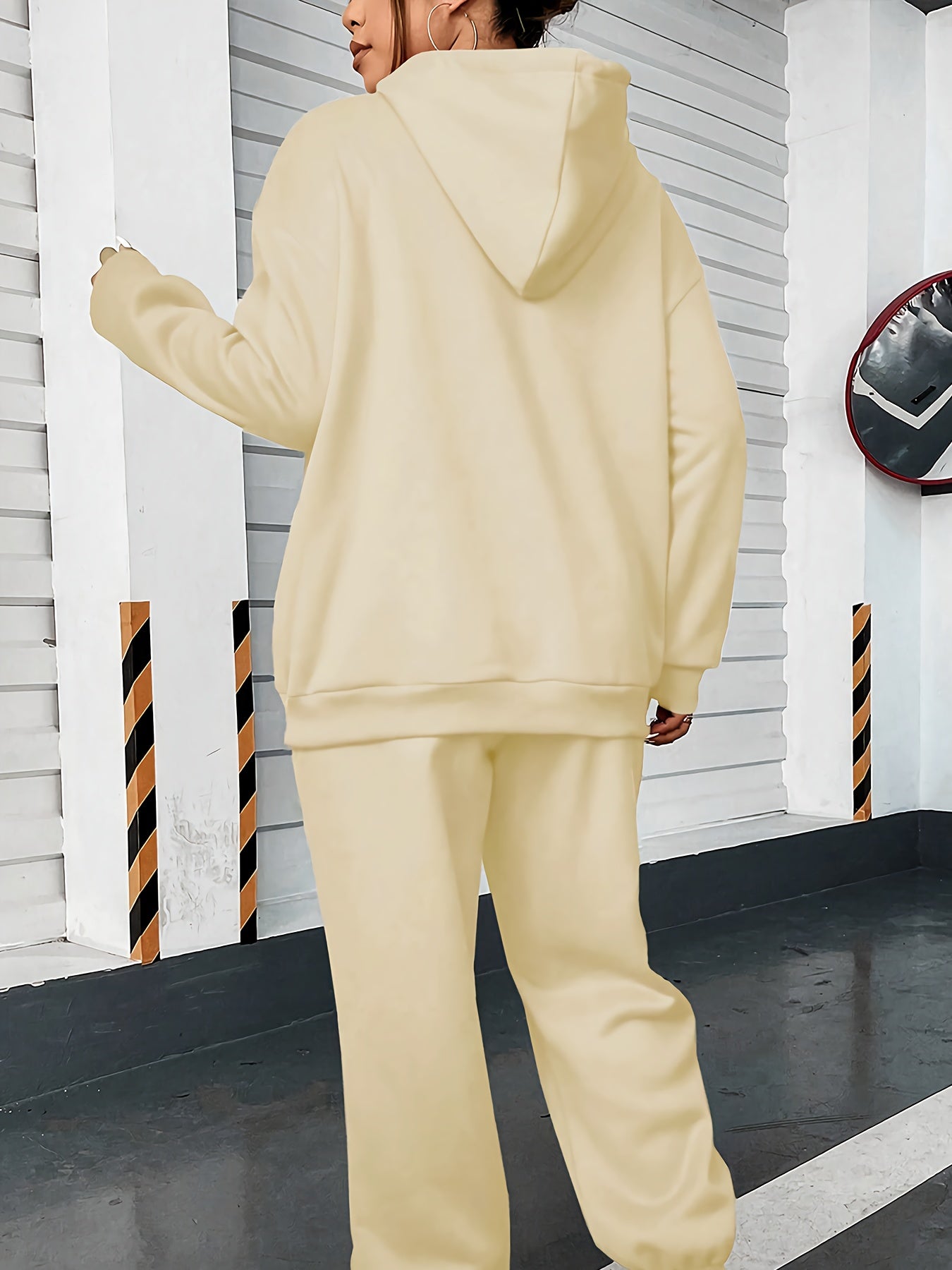 [New "I Am a of God" Hoodie Set] 2024 New Women's Casual "I Am a of God" Print Hoodie & Sweatpants Set, Beige, Long Sleeve Hooded Pullover with Pockets, Comfortable Polyester Blend for Fall/Winter