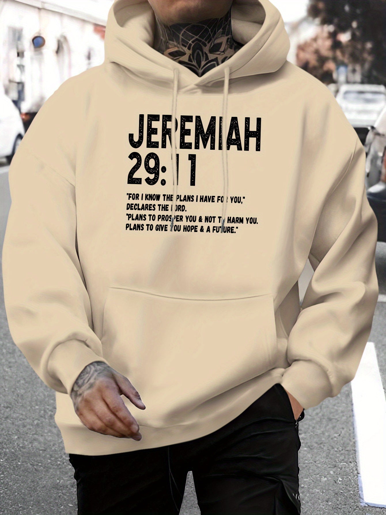 In His Divine Power Jeremiah 29 11 Hoodie Mens Polyester