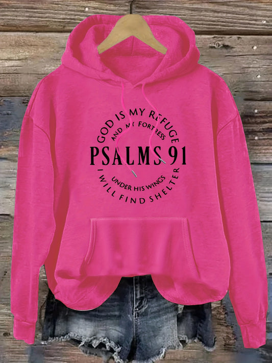 Stylish Psalm Womens Graphic Hoodie Soft Polyester Pullover