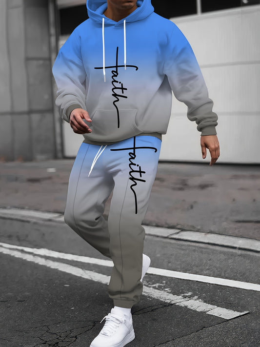 In His Divine Power Men's Hooded Tracksuit Set Print