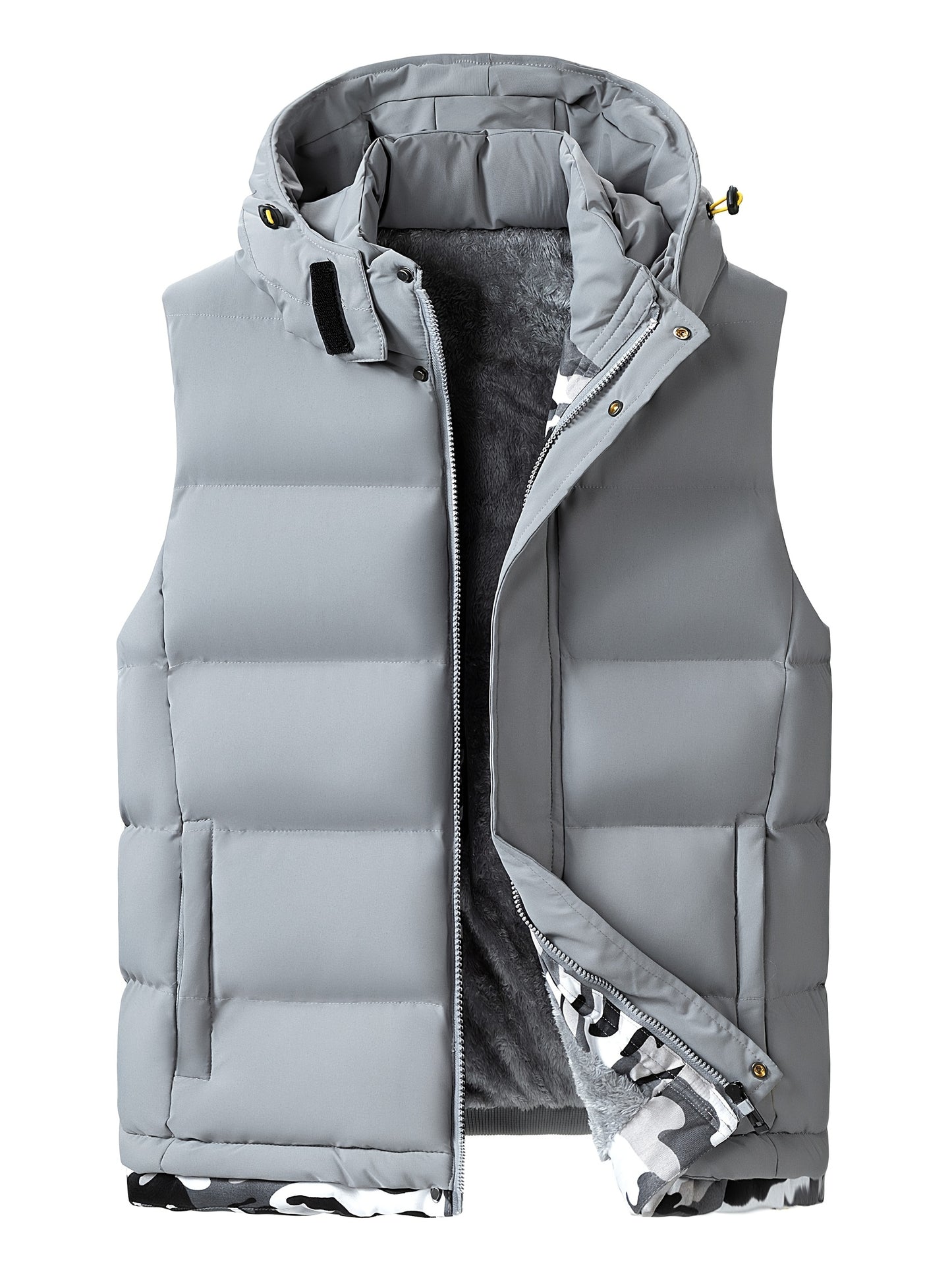 Mens Hooded Winter Vest Casual Street Polyester Jacket