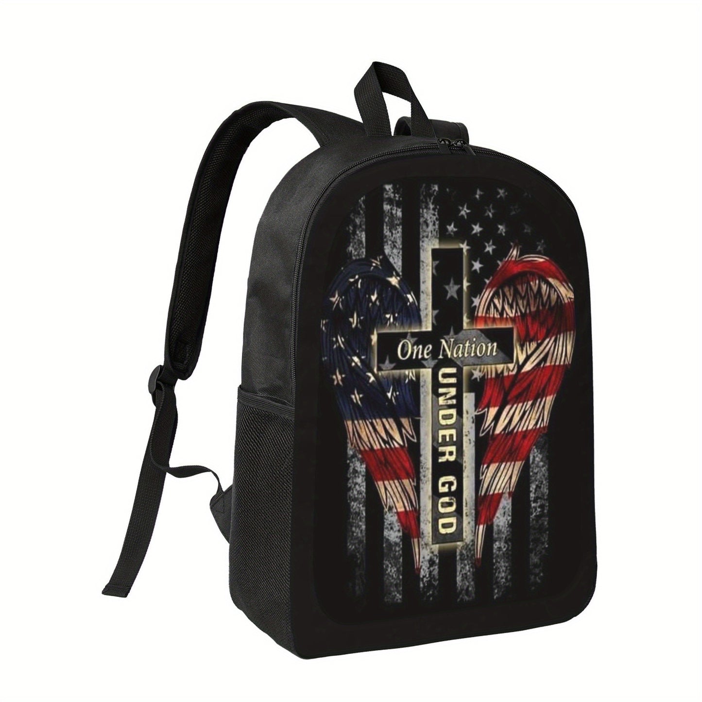 Womens Lightweight Laptop Backpack Patriotic Cross Heart