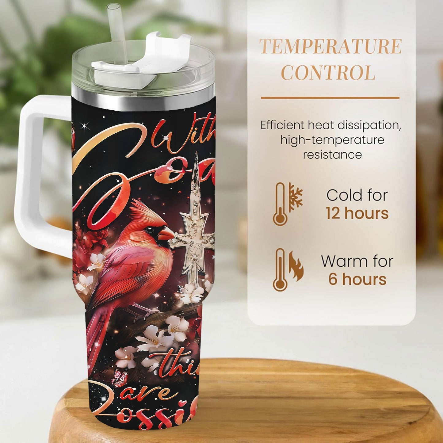 Stainless Steel Tumbler With God All Things Possible Inspirational Design