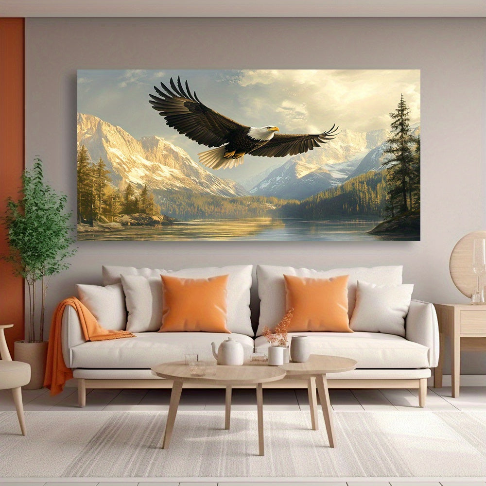 Majestic Eagle In Flight Canvas Wall Art Modern Landscape