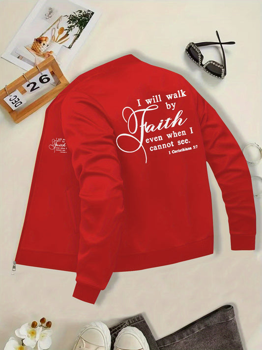 Women's Inspirational Faith Print Black Jacket by In His Divine Power