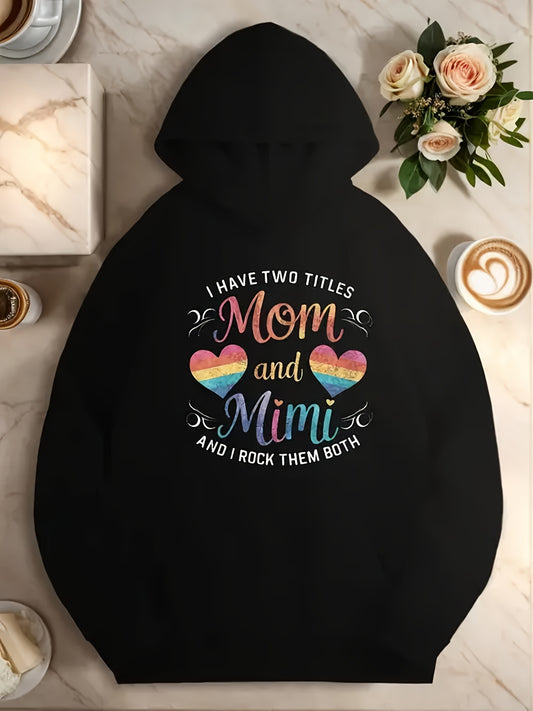 Women Casual Printed Hoodie Mom And Mimi Kangaroo Pocket