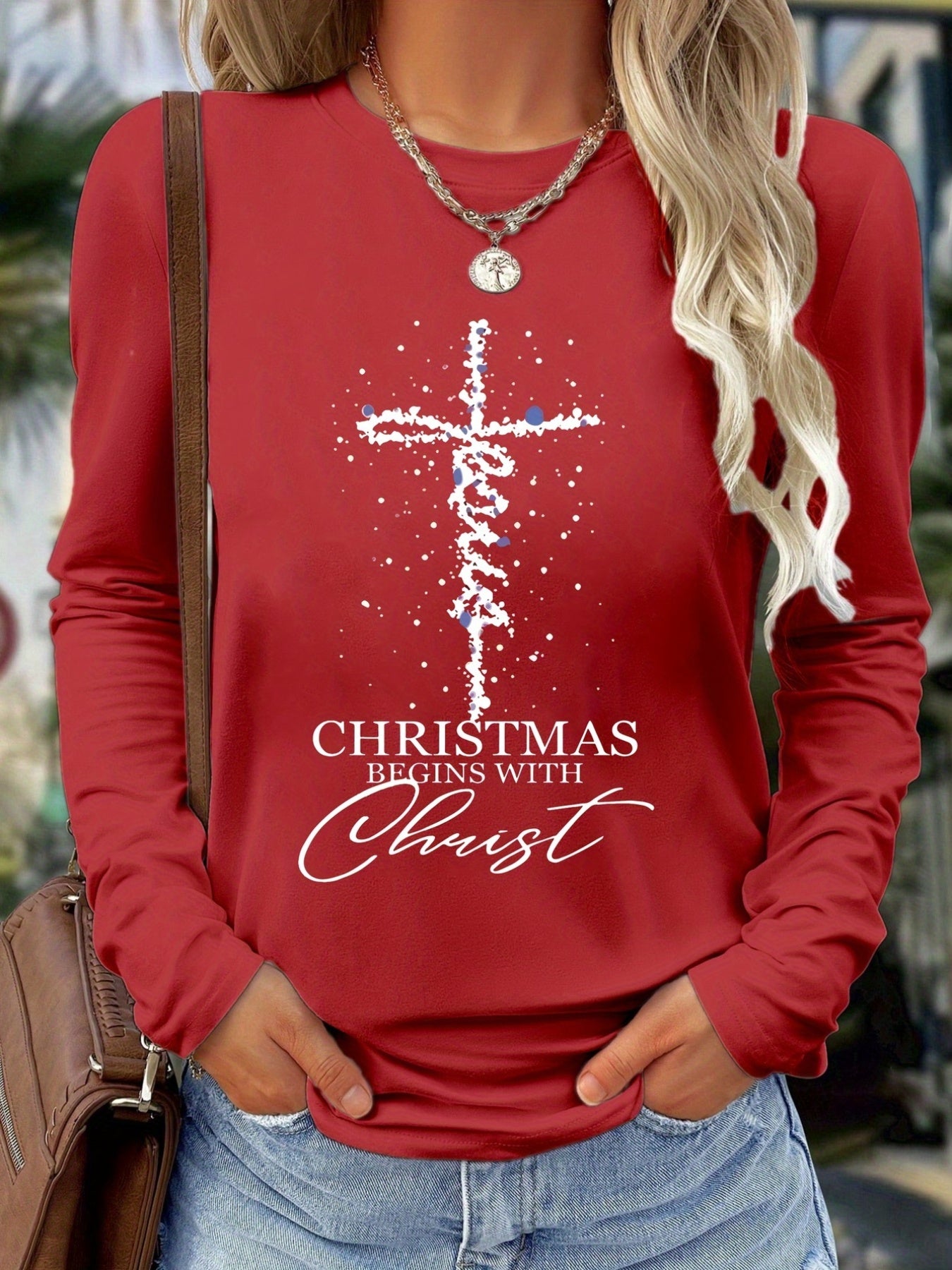 Christmas Begins With Christ Christian T Shirt Cross