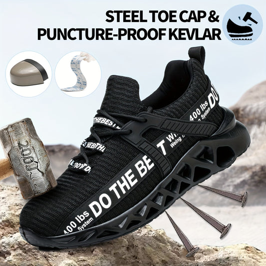Men's Work Safety Shoes Puncture Resistant Slip Resistant Steel Toes Breathable Lightweight Odor Resistant for Industrial Construction Sites