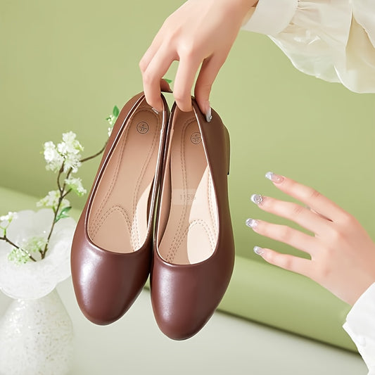 Comfortable Women's Elegant Slip On Pumps Round Toe Design