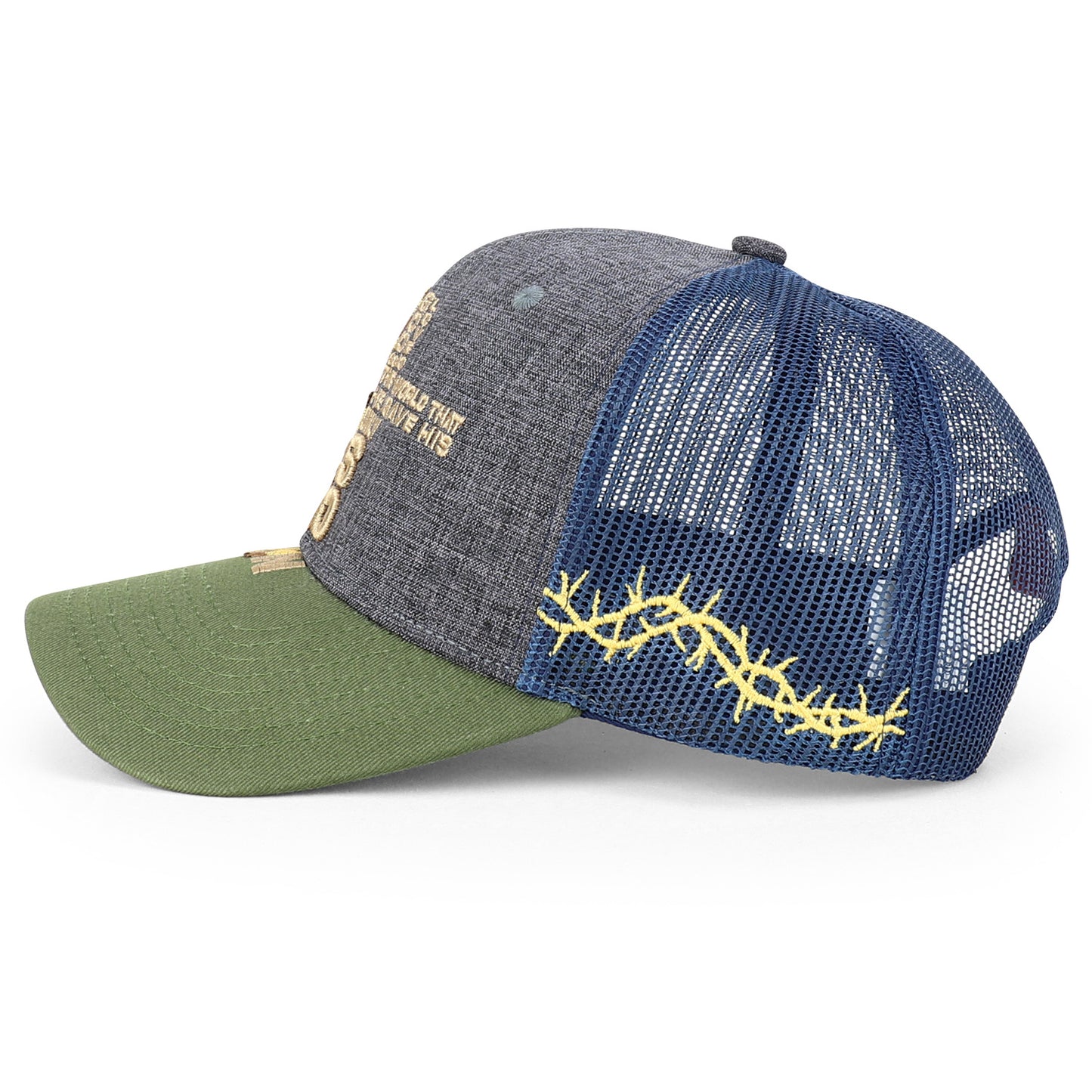 Jesus Saves Embroidered Trucker Cap Curved Bill Six Panel Casual Hat Cotton Polyester Blend