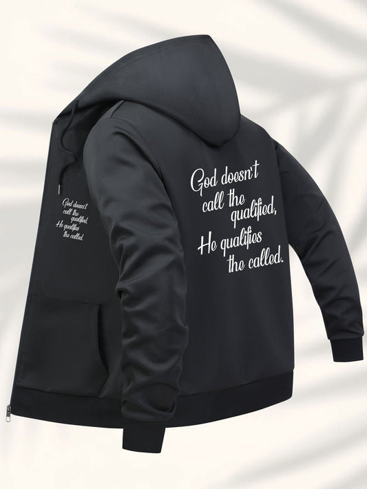 Casual Hooded Jacket Men's Inspirational Back Print